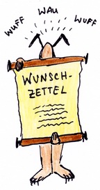 Hund mit Wunschzettel